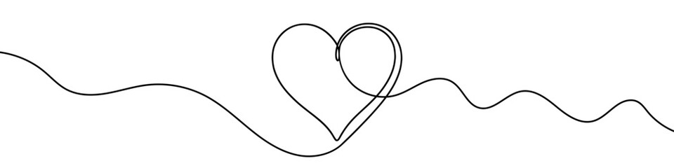 Wall Mural - Continuous line drawing of heart. One line drawing background. Vector illustration. Single line love symbol.