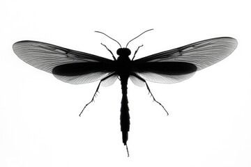 Poster - A close-up image of a dragonfly in monochrome tones, great for use in editorial or design contexts where a subtle insect is needed