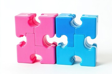 Poster - Two puzzle pieces stacked on top of each other, ready for completion