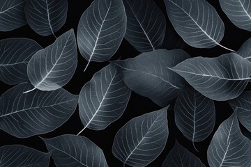 Aufkleber - A collection of leaves captured in monochrome tones