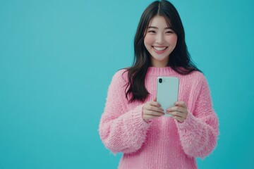 Poster - A person holding a mobile device, possibly taking a photo or making a call