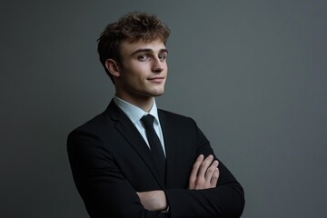 Poster - A businessman poses formally wearing a suit and tie
