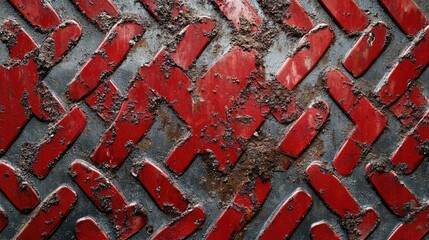 Poster - Close-up shot of a red metal surface with reflections and texture