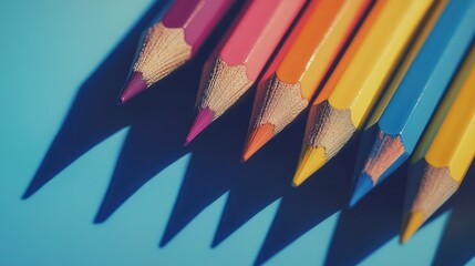 Aufkleber - A collection of brightly colored pencils arranged neatly next to each other, perfect for artistic inspiration or educational purposes