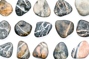 Poster - A collection of rocks sitting on a white background