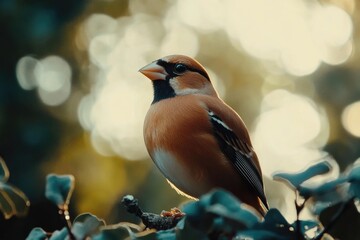 Wall Mural - A small bird perched on a branch of a tree, great for nature or outdoor themes