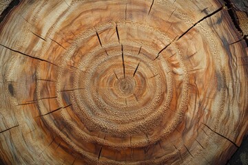 Aufkleber - a close-up shot of a tree trunk with a circular cut, suitable for use in illustrations or designs wh