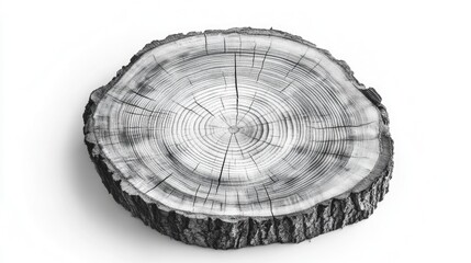 Poster - A black and white photograph of a tree stump in nature