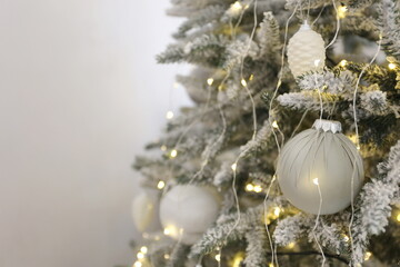 New year and Christmas tree with white and light green