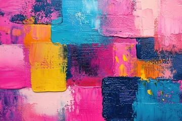 Aufkleber - Colorful abstract painting using acrylic paints and mixed media