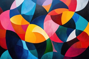 Aufkleber - Colorful abstract painting with geometric shapes and polka dots