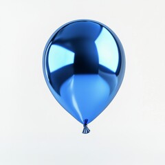 Wall Mural - a shiny blue balloon floating mid-air with light reflecting off its glossy surface, isolated against