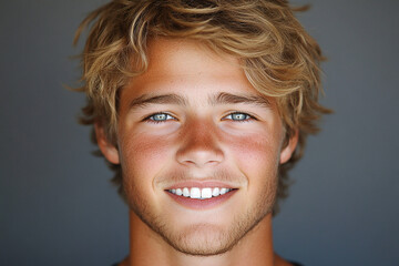 Portrait of smiling white cute teenage boy