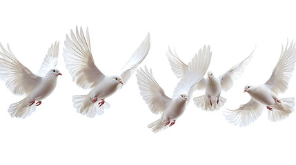 Wall Mural - Graceful white doves in flight