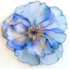 Wall Mural - Ethereal blue flower with delicate petals and golden center