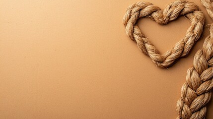 Canvas Print - A heart-shaped rope on a brown background, perfect for a romantic or nautical themed project.