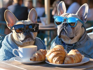 Wall Mural - coffee and croissant