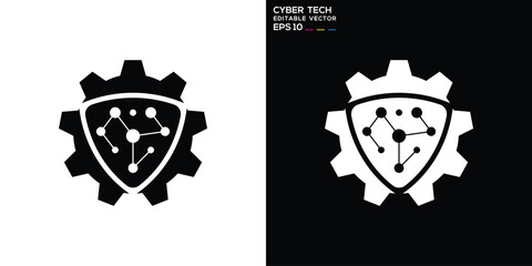 Design of cyber security technology logo. Protection, database. Template, icon, symbol, vector EPS 10.