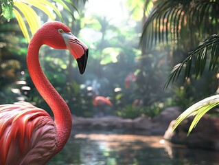 Wall Mural - close up of a flamingo