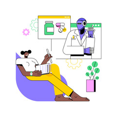 Fototapete - ai-enhanced telemedicine abstract concept vector illustration.