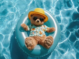 Wall Mural - teddy bear in pool