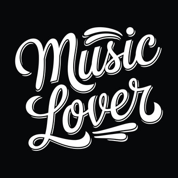 music lover silhouette typography t shirt design Art & Illustration