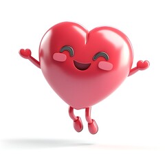 Happy Heart: A cheerful, cartoon heart character jumps for joy, radiating positivity and love.  