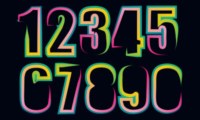 Poster - set numbers, number, 3d numbers, gradient color number, 3d numbers vector set characters. One, two, three, four, five, six, seven, eight, nine, zero. 1,2,3,4,5,6,7,8,9,0