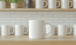 © A2Z AI  - White Coffee Mugs Hanging on a Shelf in Kitchen: A Simple and Charming Display for Daily Use