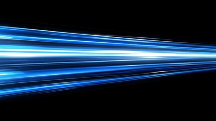 Canvas Print - Abstract blue light trails streaking across black background