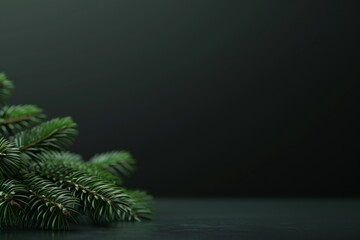 Pine branches, pinecones, and red berries on a bright red background, creating a festive and natural holiday-themed border.