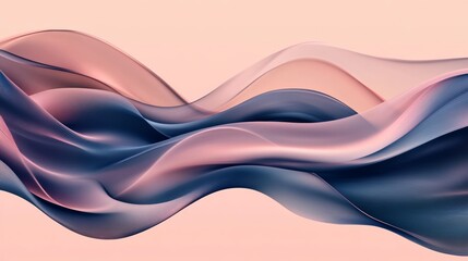 Canvas Print - Abstract pink and blue waves flowing seamlessly on pastel background