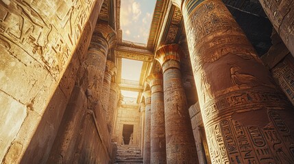 Wall Mural - Ancient Egyptian Hieroglyphs in Enchanting Light