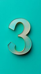 Canvas Print - Number three embossed on vibrant turquoise background