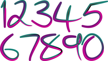 Poster - 3d numbers, set numbers, gradient color number, 3d numbers vector set characters. One, two, three, four, five, six, seven, eight, nine, zero. 1,2,3,4,5,6,7,8,9,0. Decorative elements