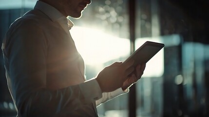 Poster - Person Using a Tablet in Urban Setting