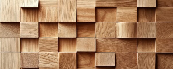 Canvas Print - Wooden cubes forming textured wall background