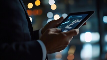 Poster - Businessman Using Tablet in Modern Office Environment