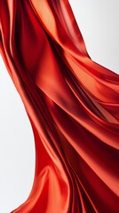 Canvas Print - Red silk fabric flowing gracefully on white background