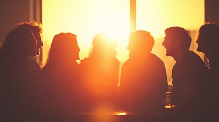 Canvas Print - Warm Sunset Gathering of Friends and Family