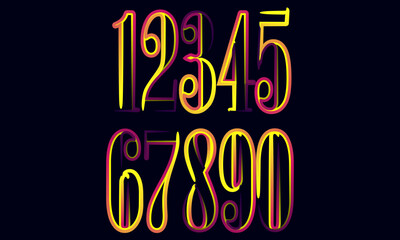 Poster - 3d numbers, set numbers, gradient color number, 3d numbers vector set characters. One, two, three, four, five, six, seven, eight, nine, zero. 1,2,3,4,5,6,7,8,9,0. Decorative elements