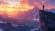 © Maciej Koba - Adventurer standing on mountain peak during sunset