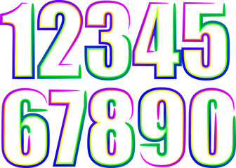 Poster - 3d numbers, set numbers, gradient color number, 3d numbers vector set characters. One, two, three, four, five, six, seven, eight, nine, zero. 1,2,3,4,5,6,7,8,9,0. Decorative elements