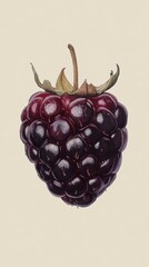 Wall Mural - Ripe blackberry showing tiny hairs on light background