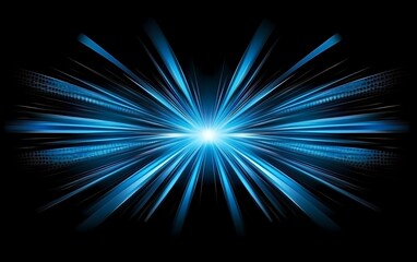 Poster - Abstract blue light streaks radiating outward from a central white light.