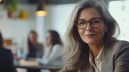 Sticker - Confident Woman in Modern Office Setting