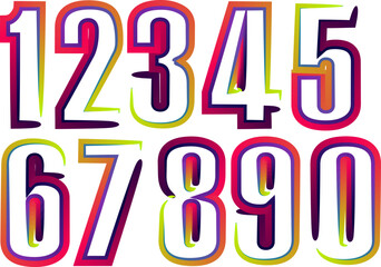 Poster - 3d numbers, set numbers, gradient color number, 3d numbers vector set characters. One, two, three, four, five, six, seven, eight, nine, zero. 1,2,3,4,5,6,7,8,9,0. Decorative elements