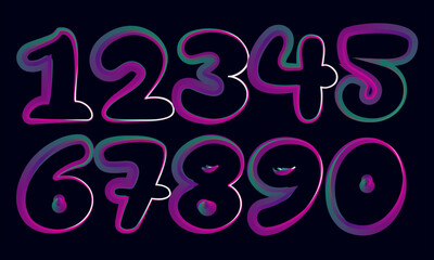 Poster - 3d numbers, set numbers, gradient color number, 3d numbers vector set characters. One, two, three, four, five, six, seven, eight, nine, zero. 1,2,3,4,5,6,7,8,9,0. Decorative elements