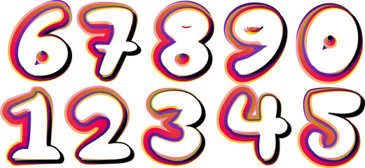 Poster - 3d numbers, set numbers, gradient color number, 3d numbers vector set characters. One, two, three, four, five, six, seven, eight, nine, zero. 1,2,3,4,5,6,7,8,9,0. Decorative elements