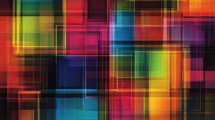Aufkleber - Abstract square grid design with vibrant colors and clean lines, perfect for creative backgrounds or presentations.